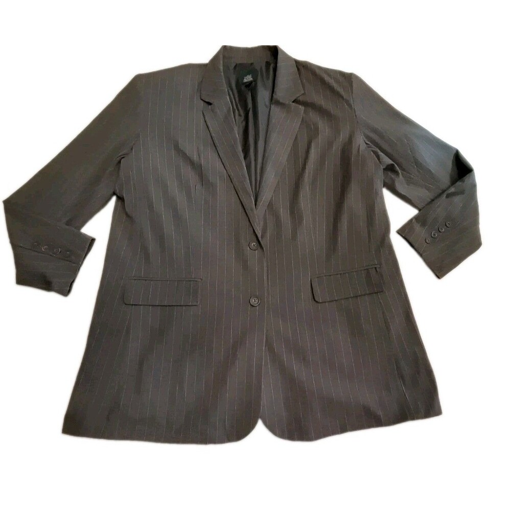 Wild Fable Gray STRIPED BLAZER JACKET Size XXL SINGLE BREASTED 2 BUTTON